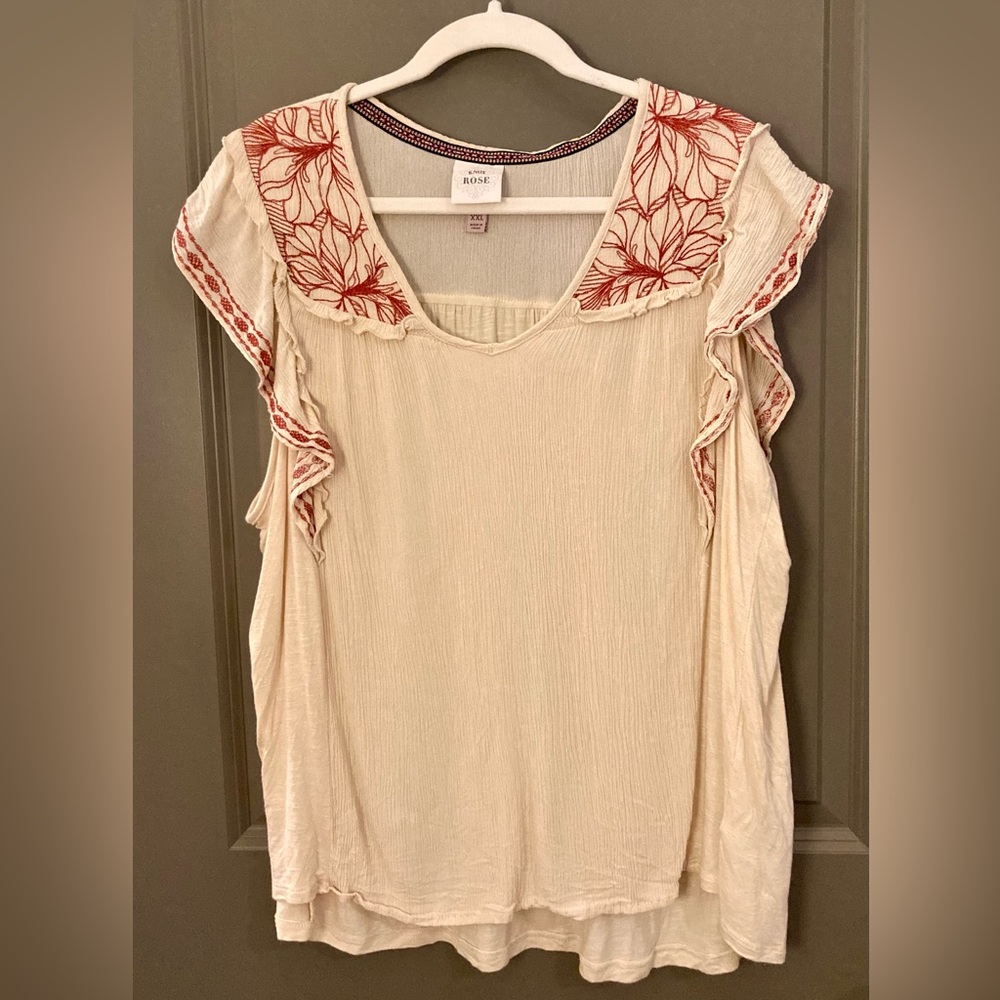 Knox Rose Ruffle & Floral Detail Blouse